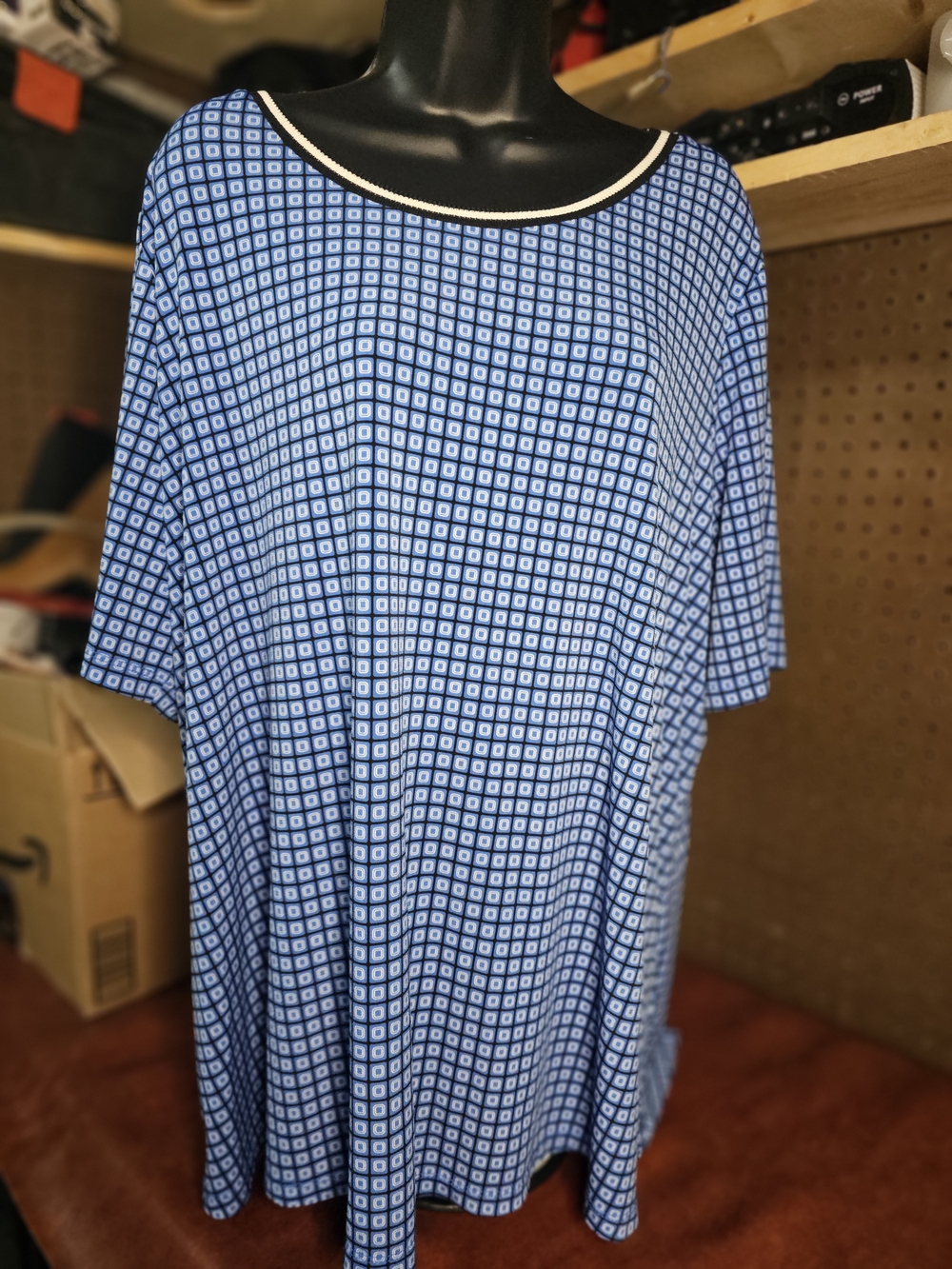 Susan Graver Blue Checked Blouse Size 2x